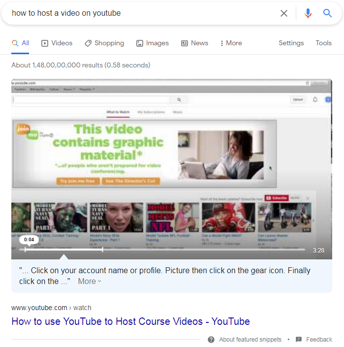 Video Featured Snippet 