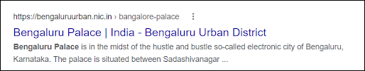 Bengaluru Palace normal search results
