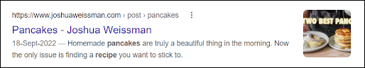Pancake recipes example for Normal Search result