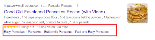 Pancake recipes with Rich Snippet result 1
